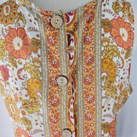 Soiree Women's Floral Paisley Print Sleeveless Button Back Top Size Small NWT - Picture 7 of 13